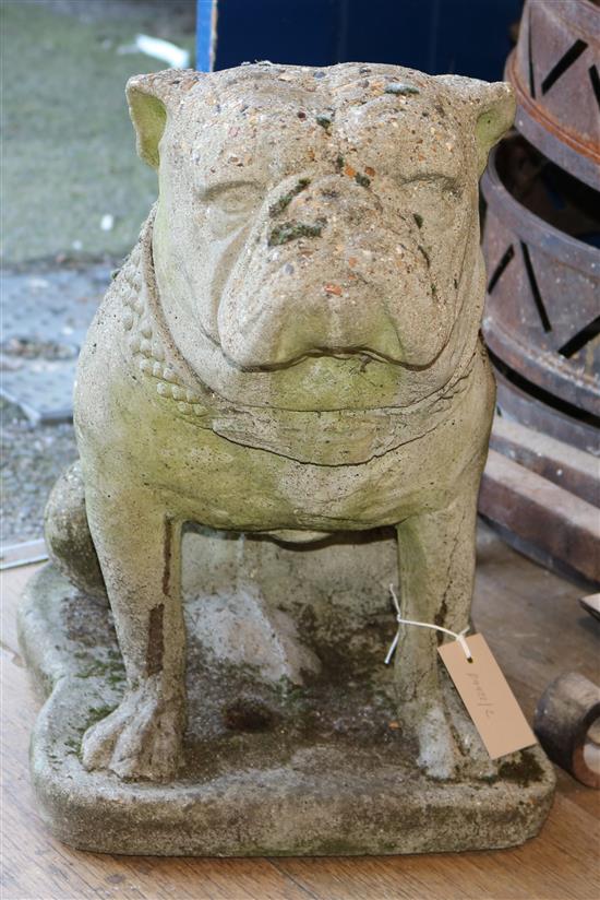 A composition garden figure of a bulldog W.30cm